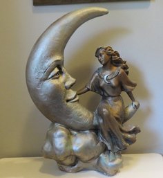 Austin Sculpture C.1988 Of Beautiful Woman Talking To The Moon