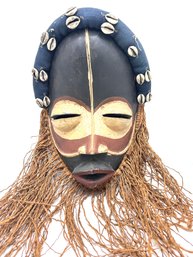 Vintage African Bearded Wood Dan Mask From Liberia