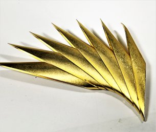 Large Vintage Artisan Bird Of Paradise Gold Tone Brooch