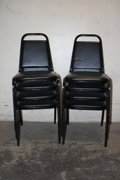 Set Of Eight Black Stacking Chairs