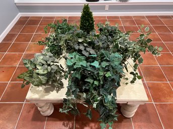 Table Lot Of Faux Plants