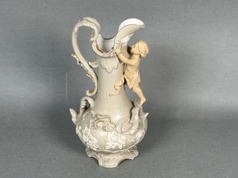 Antique Early Mettlach Villeroy & Boch Cupid Pitcher