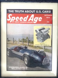 1953 Speed Age The Complete Automotive Magazine Cover In Rustic Wood Frame