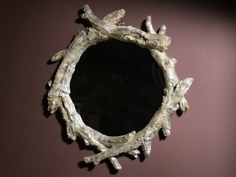 Incredible $850 - LAND OF NOD - Twig Mirror - Silver Gilt Finish - Fantastic Decorator Piece - Very Nice !