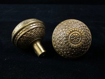 Antique Ornate Brass Door Knobs