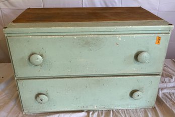 Two Drawer Cabinet In Green Paint