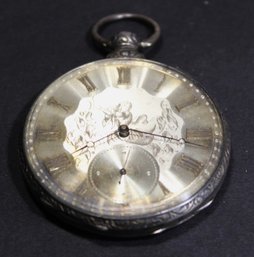 Antique English Sterling Silver Pocket Watch Very Fancy Works Doures, London