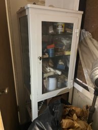 Vintage Metal Cabinet With Glass Door And Shelves