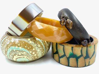 Collection Of 5 Intriguing Estate Bangle Bracelets