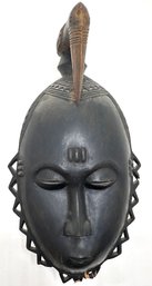 Vintage Baule Yaure Wood Mask From Ivory Coast, Africa