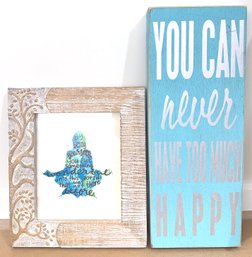 Motivational Wall: Be  Yourself In Carved Wood Framed From India & Happy Painted On Wood