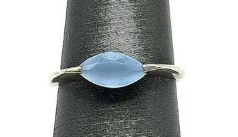 Sterling Silver Ring With Aqua Gemstone, Size 7.25