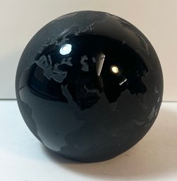 Signed Globe Glass Paperweight