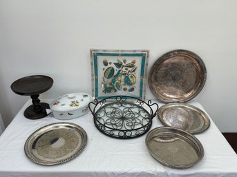 Lot Of Trays George Briard Silver Plate Trays Cake Pedestal Casserole