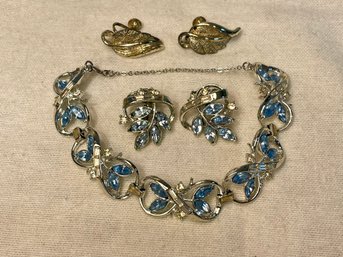 Vintage Coro Bracelet & Two Pairs Of Coro Earrings
