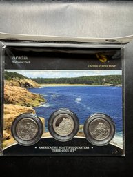 America The Beautiful Quarters 3 Coin Set 2012 Acadia National Park