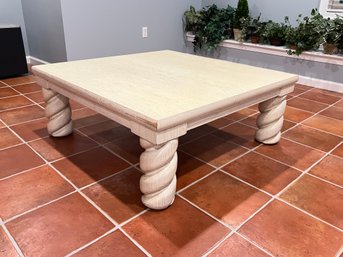 Large Solid Wood White Washed Oak Coffee Table