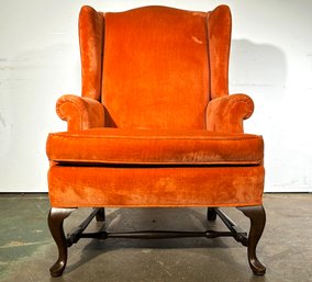 A Vintage Velvet Wing Back Chair By Ethan Allen