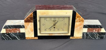 Pietra Dura Art Deco 3 Piece Mantle Clock