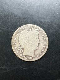 1908-O Barber Silver Half Dollar