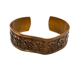 Vintage Southwestern Style Wheeler Manufacturing Copper Kokopelli Cuff Bracelet