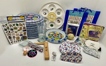 Passover, Chanukah & Purim Supplies & Decorations Including 16 Kid's Seder Plates