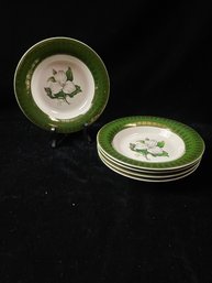 Limoges Trillium Forest Green With Gold Filigree 8' Bowls