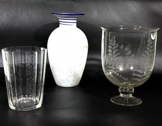 Art Glass And Etched Glass Vases