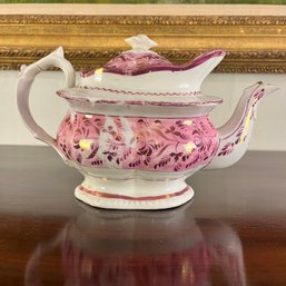 An Antique Pink Lusterware Teapot