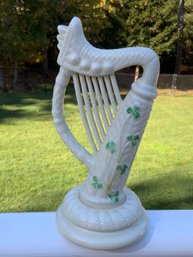 Beautiful Belleek Shamrock Harp Figurine