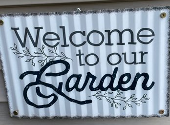 Corrugated Metal Garden Sign - Welcome To Our Garden