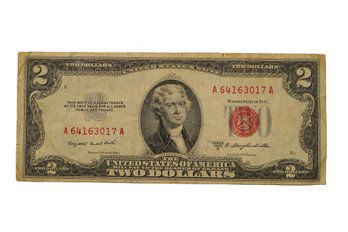 1953-b Two Dollar Bill With Red Seal