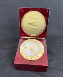 Nautical Themed Table Clock In Hinged Rosewood Box