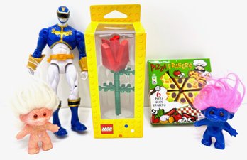 New In Box Lego Rose, Trolls, Pizza Eraser & Power Ranger Megaforce Action Figure