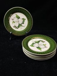 Limoges Trillium Forest Green With Gold Filigree 6.5' Dishes