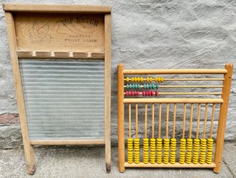 Vintage Washboard & Abacus