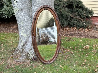 Antique Wooden Oval Mirror