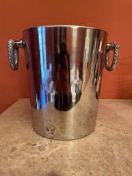 Classic Stainless Steel Ice Bucket With Braided Rope Handles