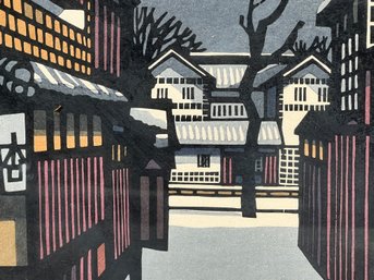 A Clifton Karhu Limited Edition (Ltd. Ed.) Woodblock Print. Pencil Signed, Dated And Numbered Kawamichya Snow