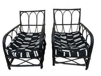 Pair Of Old Vintage Rattan Or Bentwood Patio Chairs