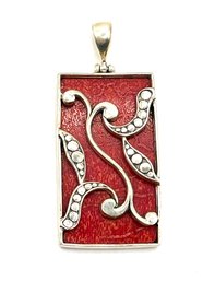 Vintage Sterling Silver Red Intricatedly Designed Pendant