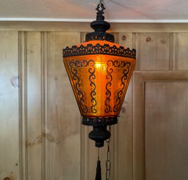 Mid Century Spanish Renaissance Iron Swag Lamp