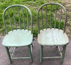 Two Painted Green Country Chairs