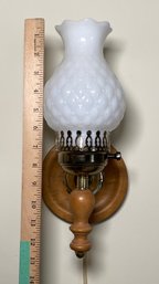 Wood And Milk Glass Wall Lamp Sconce 5.5x14x6 Light