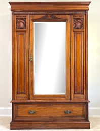 A 19th Century Victorian Oak Cabinet With Mirrored Front And Shell Motif Carvings - Versatile Piece!