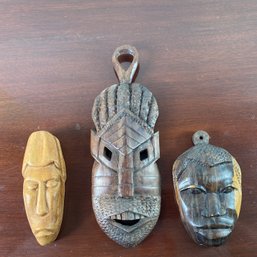 Trio Of Carved Wood - African Masks