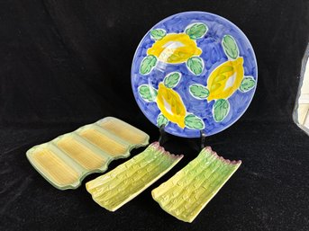 Vegetable Dishes And Lemon Painted Plate