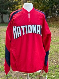 Vintage Authentic Majestic NOS With Tags D C Nationals Nylon Quarter Zip Windbreaker Jacket Size L