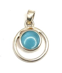 Vintage Sterling Silver Blue Chalcedony Stone Pendant