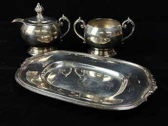 Colonial Wallace Silver On Copper Cream And Sugar Set